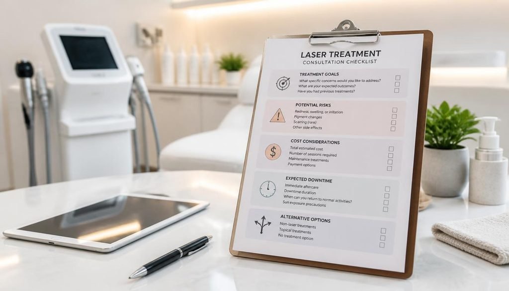 Prepare questions for a laser treatment consultation